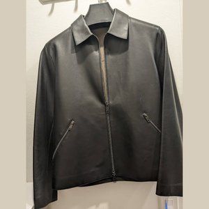Theory Black Leather Zerega Wells Jacket